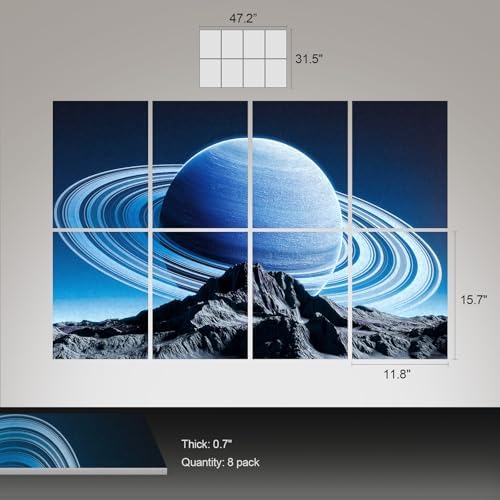 UMIACOUSTICS 8 Pcs 0.7Inch Thick Art Acoustic Panels, Total 47.2” x 31.5” Decorative Acoustical Wall Panels, Sound Absorbing Art Panels for Home, Office, Hotel, Astronomy-Aurora
