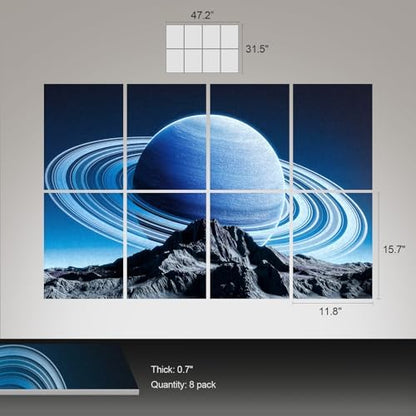 UMIACOUSTICS 8 Pcs 0.7Inch Thick Art Acoustic Panels, Total 47.2” x 31.5” Decorative Acoustical Wall Panels, Sound Absorbing Art Panels for Home, Office, Hotel, Astronomy-Aurora
