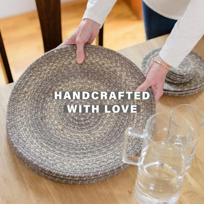 Homespice Grey Cloud Braided Trivets Ideal as Hot Pads, Round 8" Set of 3