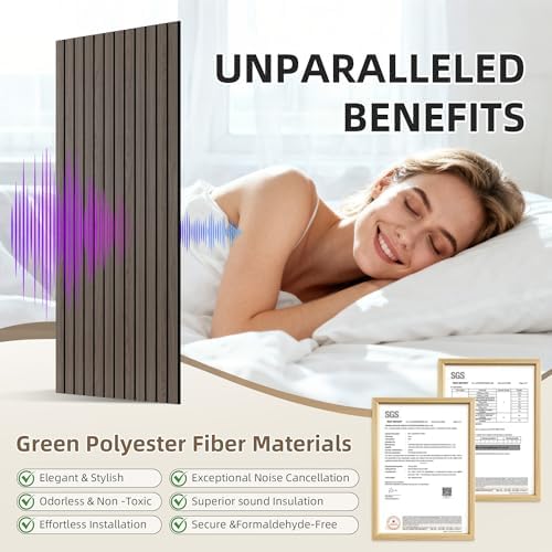 TO-TH Acoustic Wall Panels Decorative Sound Absorbing Panel 4 Pack, Walnut