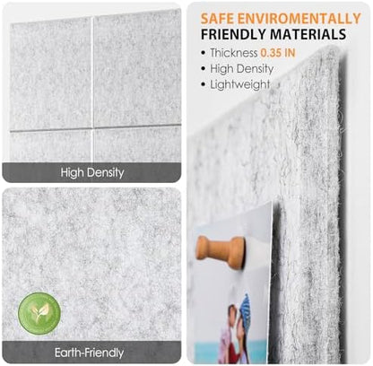 MaxGear Felt Bulletin Board 48" x 36", Light Gray Felt Wall Tile Wall Decor