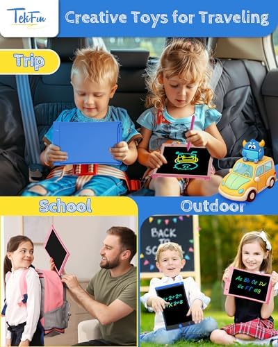 TEKFUN 10 Pack LCD Writing Tablet with Stylus, 8.5in Erasable Doodle Board Mess Free Drawing Pad for Kids, Car Trip Educational Toys Birthday Christmas Gift for 3 4 5 6 7 Girls Boys