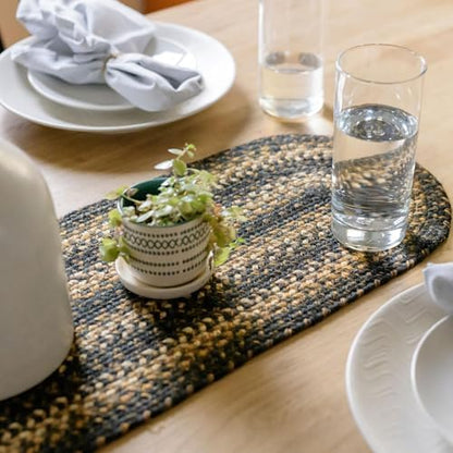 Homespice Kilimanjaro Jute Braided Table Runner, Oval 8x28 Set of 2
