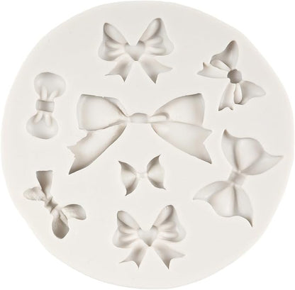 Bear Silicone Fondant Molds Pearl Fondant Mold Ball Pearl Semi Sphere Chocolate Molds Bow Candy Mold For Baby Shower Cake Decoration Cupcake Topper Polymer Clay Gum Paste Set of 5