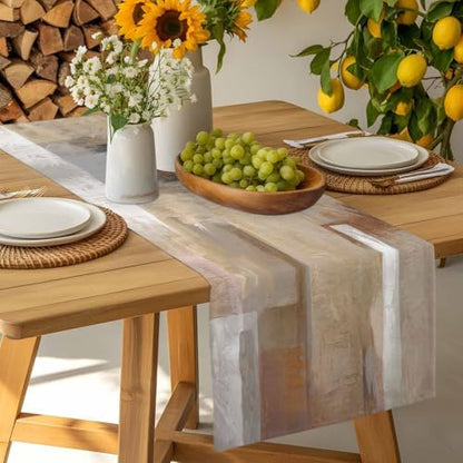 Brown Graffiti Art Table Runner Dresser Scarf 13 x 36 Inch Abstract Mottled Color Block Geometric Table Runners Non-Slip Heat Resistant Kitchen Dining Table Decor for Home Holidays Indoor Outdoor