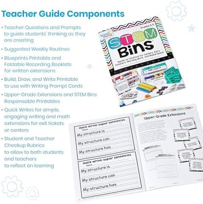 hand2mind STEM Bins Comprehensive Set by Brooke Brown, STEM Bins for Classroom, STEM Manipulatives for Elementary, STEM Activities, Kids Engineering Building Kits, Science Teacher Supplies (Set of 16)
