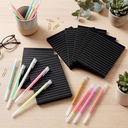 Yinder 24 Pcs Black Sticky Notes 4 x 6 Inch with Metallic Marker Pens