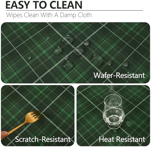 DWCN Checkered Tablecloth, 60 x 120 Inch, Rectangular, Christmas Green
