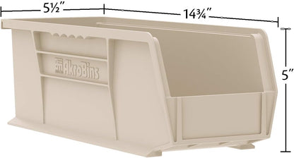 Akro-Mils 30234 AkroBins Plastic Storage Bins, Space-Saving Stackable Bins for Garage, Pantry, Craft Organization, 15-" x 5-" x 5-", Clear, 12-Pack