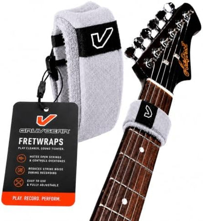 Gruv Gear Fret Wrap & Guitar Mute, Fretwrap for Acoustic, Electric & Bass | String Dampener Recording, Tapping & Practice Accessory (1 Pack, Small Off-White, Fits 4 String Bass, 6 String Guitar)