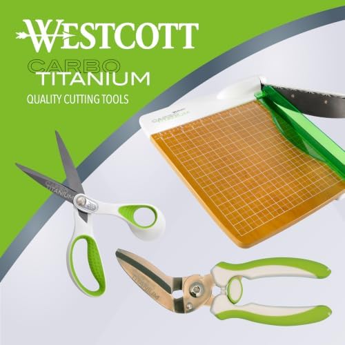 Westcott 7- and 9-Inch CarboTitanium Fabric Scissors for Fabric Cutting, Quilting, and Sewing Projects, White/Green, 2 Pack