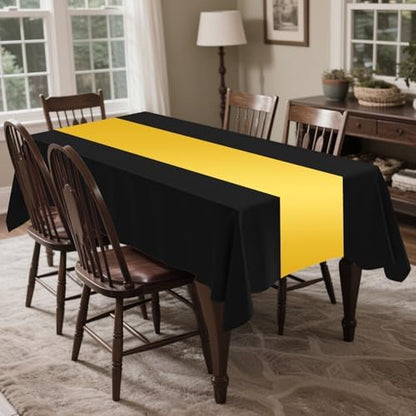 CXPSINC 54 Inch X 300 Feet Plastic Table Cover Roll Disposable Tablecloth with Slide Cutter for All Type/Shape Tables | Party, Banquet, Birthdays, Weddings(Black & Glod,300 Feet)
