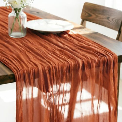 Fall Table Runner Terracotta Cheesecloth Boho Wedding Home Decor