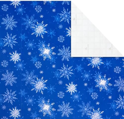 Hallmark Flat Wrapping Paper, 12 Sheets with Stickers (Blue)