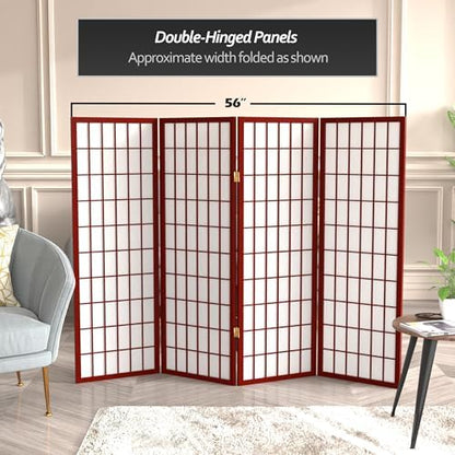 4 ft. Short Window Pane Shoji Screen - Rosewood - 4 Panels