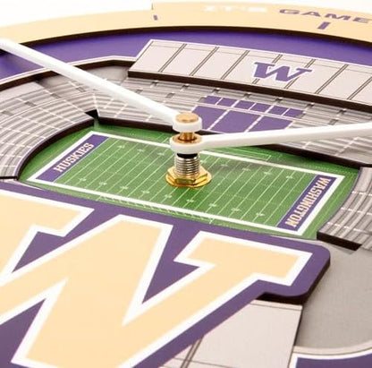 YouTheFan NCAA Washington Huskies StadiumView 3D Wall Clock