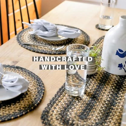 Homespice Kilimanjaro Jute Braided Table Runner, Oval 8x28 Set of 2