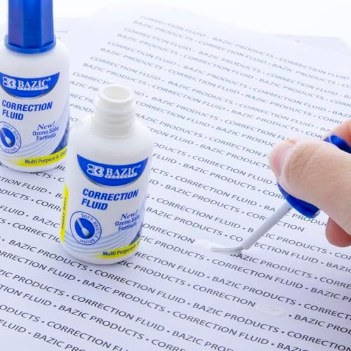 BAZIC PRODUCTS Correction Pen & Fluid Set, Metal Tip, White, 2 Pk, 2-Pack