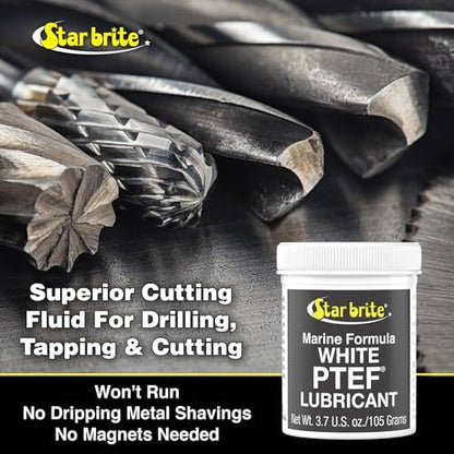 STAR BRITE Marine Grade White PTEF Lubricant - Ultimate Protection for Winches, Windlasses, Turn Buckles, Blocks, Pumps, Shafts, Zippers, Heads & More - 3.7 Oz (85504)