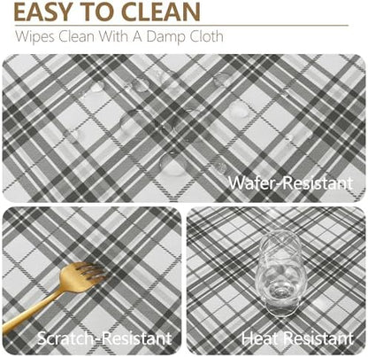 DWCN Checkered Tablecloth, 60 x 84 Inch, Rectangular, Grey and White
