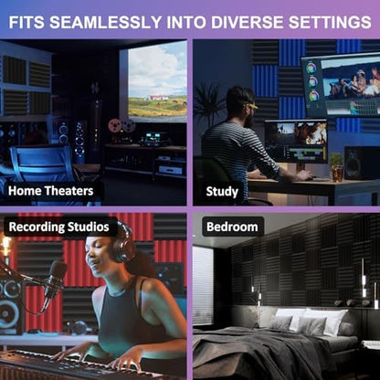JBER 24 Pack Acoustic Panels,Wedges Soundproof Padding Wall Panels