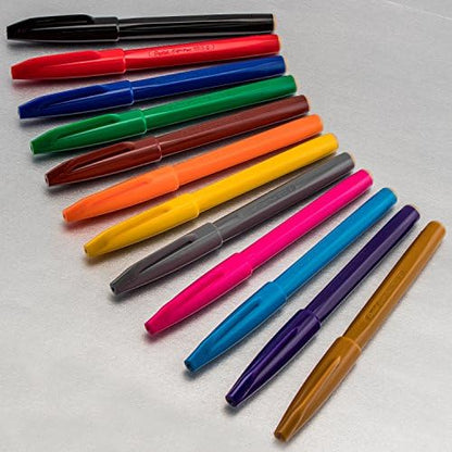 Pentel Felt Tip Sign Pen, Set of 12 Assorted Colors (S520-12) (Pack of 2)