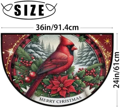 Christmas round red leader Half Round Door Mat Non Slip Washable Semi Circle Area Rug Absorbent Soft Half Moon Rug Floor Mat for Indoor Outdoor Kitchen Bathroom Patio Front Door Mat Decor,a-67