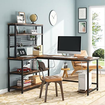 Tribesigns 55" Computer Desk Large Office Desk Study Table (Brown)