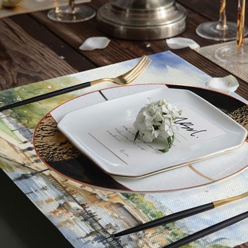 ALAZA Paris Eiffel Tower Tower Watercolor Set of 4 Placemats Rectangle Table Mat for Dining Table Restaurant Kitchen Home Decor, 12" x 18"