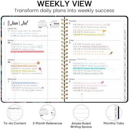 Planner 2026-2027, Weekly & Monthly Academic Calendar, Jul 2026 – Jun 2027