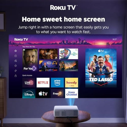 Aurzen Roku TV D1R Smart Portable Outdoor Projector with WiFi and Bluetooth