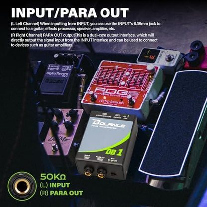 Bolanle DB1 Passive 1-Channel DI Box, Reamp Hum Eliminator XLR Mono