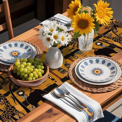 Black African Female Table Runner Dresser Scarf 13 x 120 Inch Elephant Giraffe Ethnic Wind Brown Black Table Runners Non-Slip Heat Resistant Kitchen Dining Table Decor for Home Holidays Indoor Outdoor