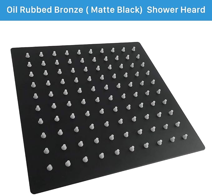 NearMoon Rain Shower Head, High Flow Stainless Steel Square Rainfall Shower, High Pressure Design, Awesome Shower Experience Even At Low Water Flow (8 Inch, Matte Black)