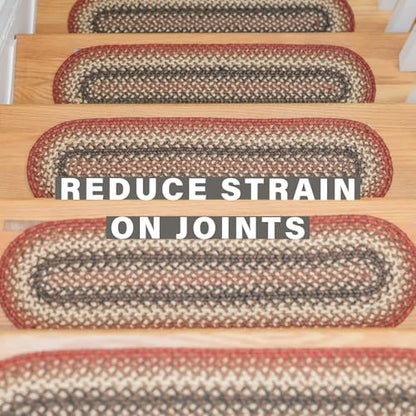 Homespice Chester Jute Braided Stair Treads, Oval 8x28 Set of 13