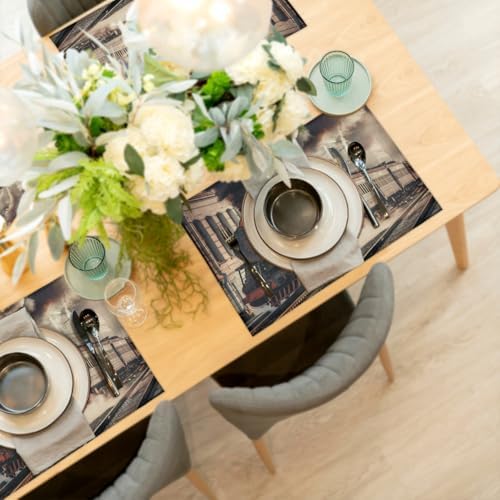 Placemats Set of 6 Washable Linen Place Mats Cloth Table Mats 12x18 Inch