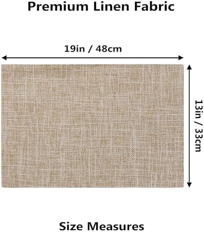 Demetex Linen Textured Placemats Set of 8 Farmhouse Table Place Mats Wipeable Heat Resistant Placemat for Dining Room Kitchen Restaurant, 13x19 inch, Burlap