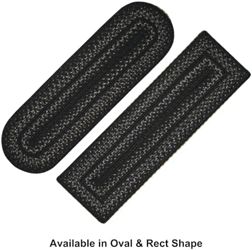 Homespice Jet Black Jute Braided Table Runner, Oval 8x28 Set of 2
