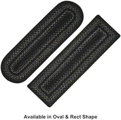 Homespice Jet Black Jute Braided Table Runner, Oval 8x28 Set of 2