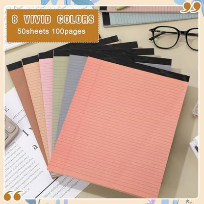 Fuutreo 8 Pcs Legal Pads 8.5 x 11 Colored Note Pads, Advanced Grey