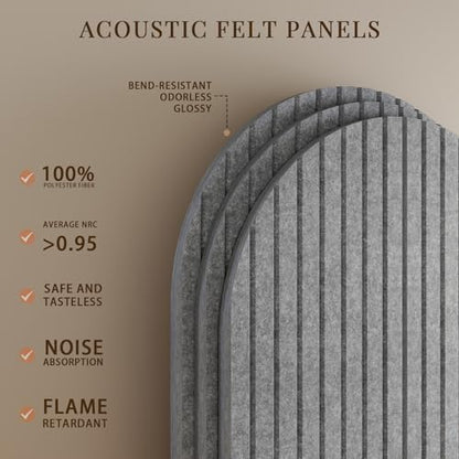 JBER Arched Cork Board Alternative 36" x 24", 6 Pack, Light Gray