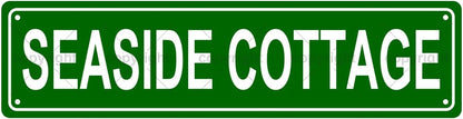 SEASIDE COTTAGE Space Metal Tin Street Sign Bar Cafe Garage Cave Home Room Wall Bathroom Farmhouse Garden Porch Patio Decor, 16 x 4 Inch