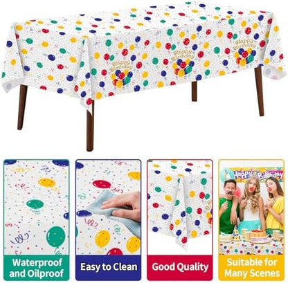 CXPSINC 54 Inch X 300 Feet Plastic Table Cover Roll Disposable Tablecloth with Slide Cutter for All Type/Shape Tables | Party, Banquet, Birthdays, Weddings(Balloon, 300 Feet)
