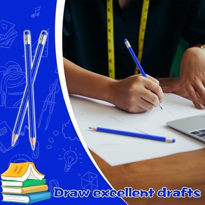 48 PCS Blue Pencils Bulk with Eraser, Pre-Sharpened HB Pencils for Writing & Drawing, School Supplies for Kids Homework, Tests, Art Crafts & Teacher Grading (Blue)