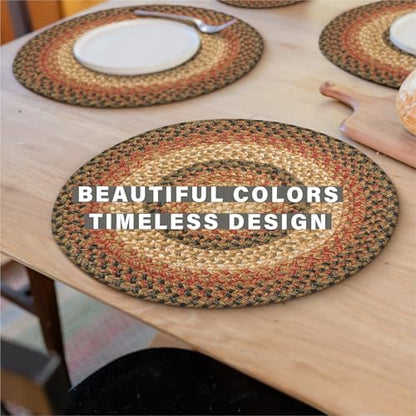 Homespice Russet Braided Placemats Ideal as Dining Mats, Round 15" Set of 2