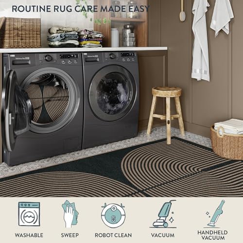 Lahome Modern Rainbow Round Rug 4ft, Circular Indoor Outdoor Kitchen Rug