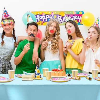 CXPSINC 54 Inch X 100 Feet Plastic Table Cover Roll Disposable Tablecloth with Slide Cutter for All Type/Shape Tables | Party, Banquet, Birthdays, Weddings(Light Blue, 100 Feet)