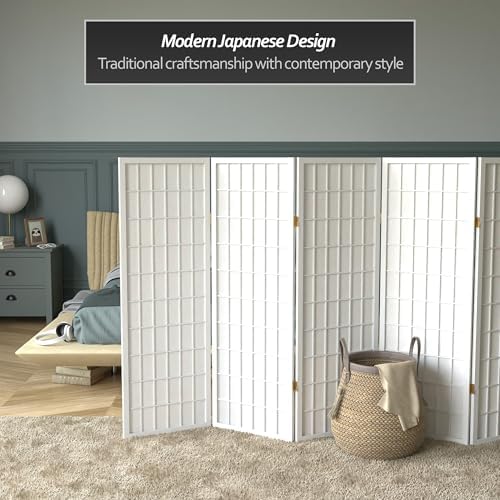 4 ft. Short Window Pane Shoji Screen - White - 8 Panels