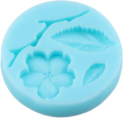 Peach Blossom Fondant Molds Plant Flowers Leaf Silicone Mold for Cake Decorating Cupcake Topper Chocolate Candy Gum Paste Polymer Clay