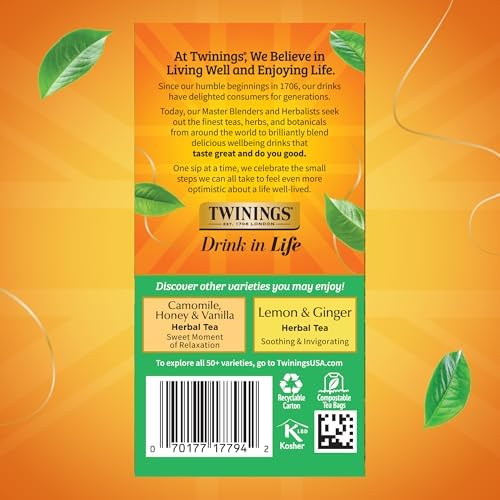 Twinings Decaffeinated Green Tea Bags, 20 CT Box (6 Pack)